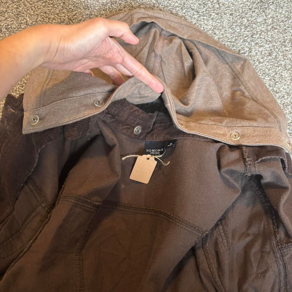 2K Boho Chocolate Brown Western Corduroy ButtonUp Streetwear Jacket Medium Large - Picture 8 of 8